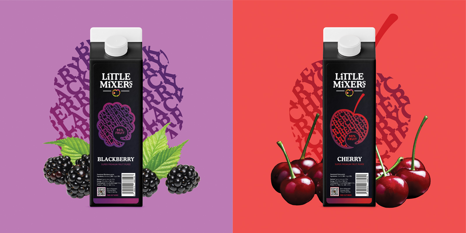 Little Mixers super premium fruit purée packaging design