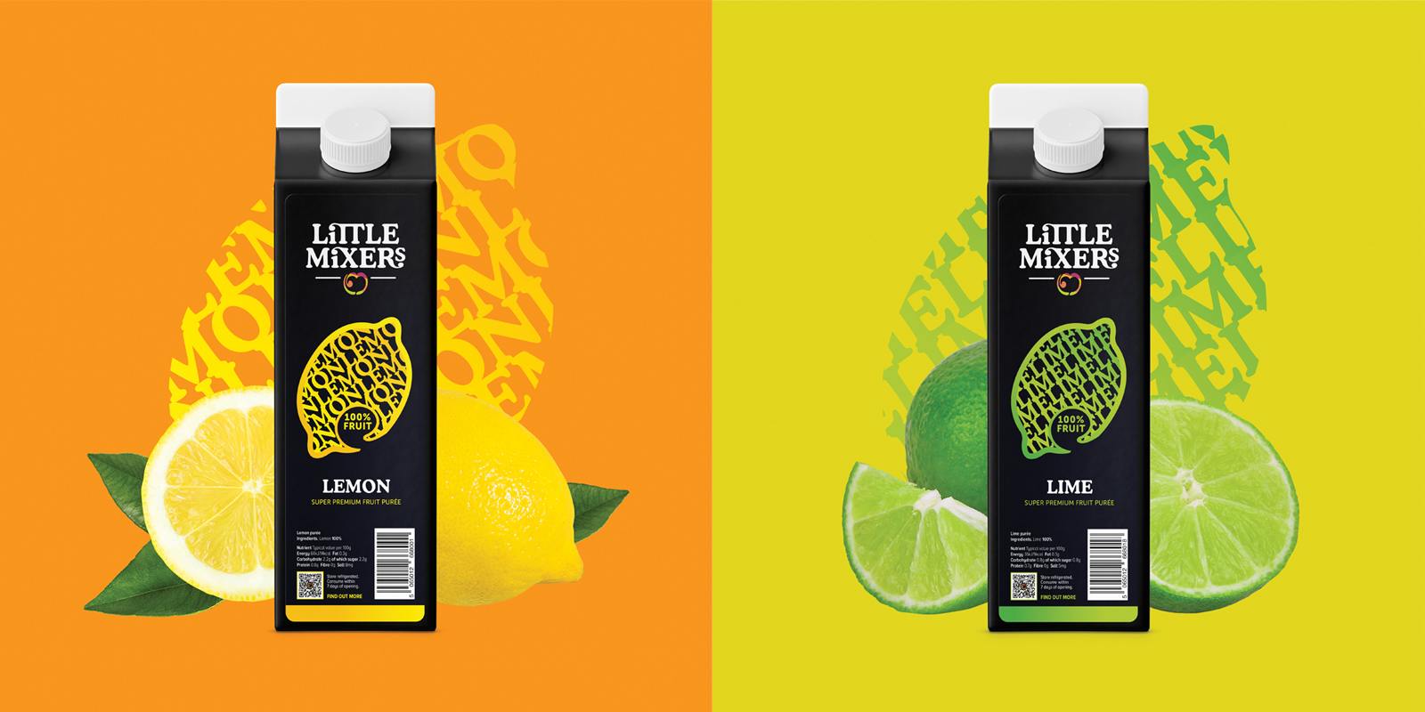 Little Mixers super premium fruit purée packaging design