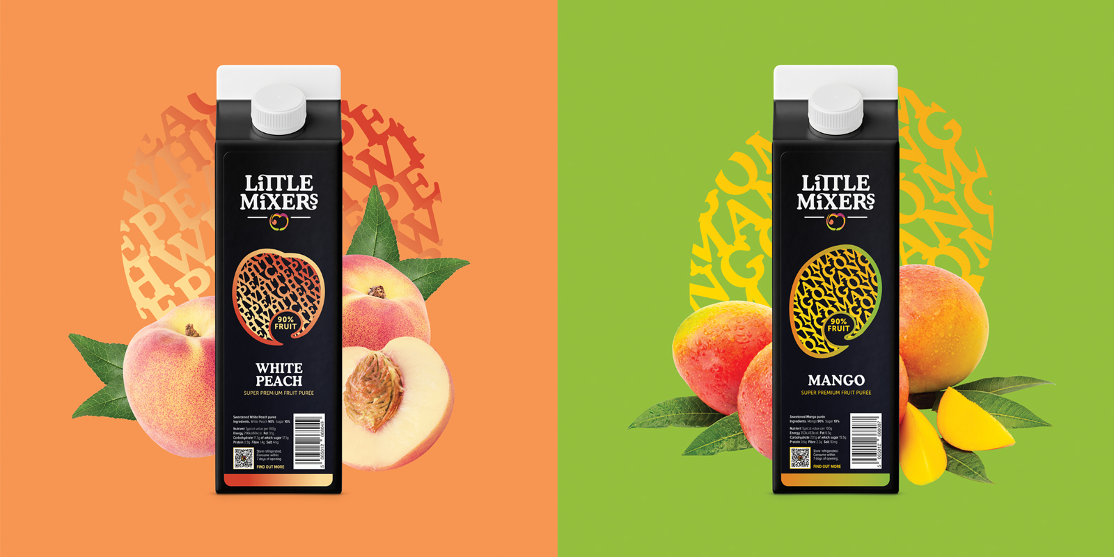 Little Mixers super premium fruit purée packaging design