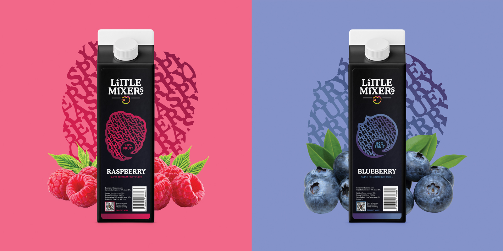 Little Mixers super premium fruit purée packaging design