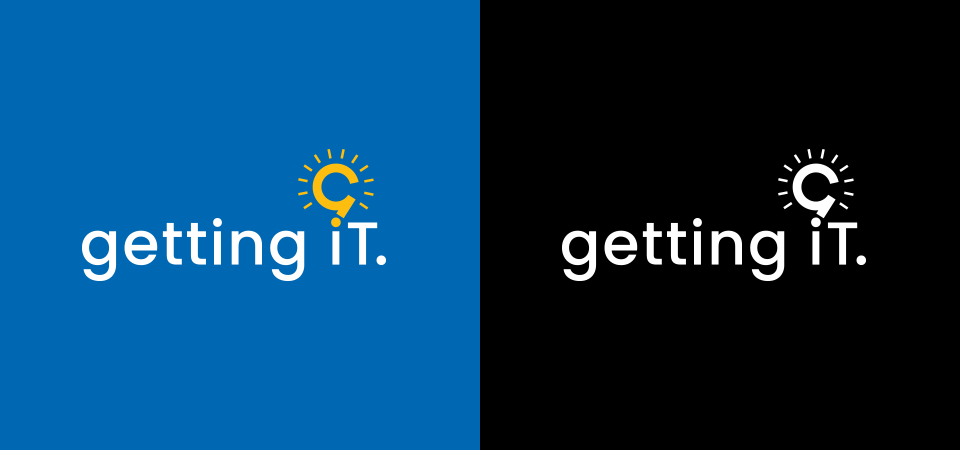 Getting iT logo design colour and mono reversed